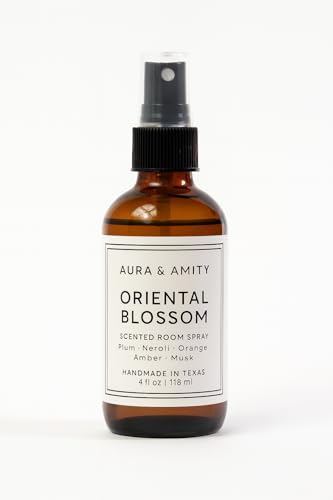 Image of Aura & Amity Premium Room & Linen Spray - Handmade Luxury Fabric & Home Fragrance Mist, Long-Lasting & Eco-Friendly (Oriental Blossom)