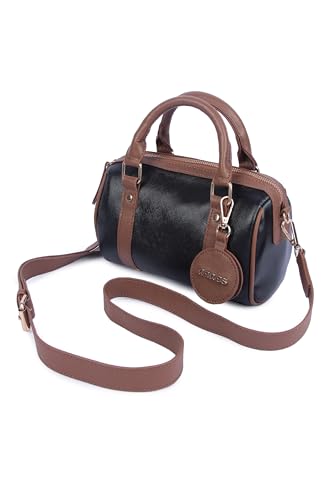 Image of Ceres Mini Duffle Crossbody Bag for Women | Stylish Small Handbag with Top Handle | Adjustable Strap & Attached Travel Mirror | Vegan Leather Satchel Purse | Crossbody Sling Bags