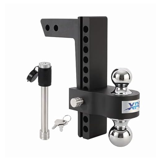 XPE Tow Hitch- Fits 2'' Receiver Only, 10'' Drop/Rise Drop , Dual Ball ( 2'' X 2-5/16'' ), Adjustable Aluminum Trailer Hitch for Heavy Duty Truck -12,500 Gtw with Trailer Locks, Black, XPE322010