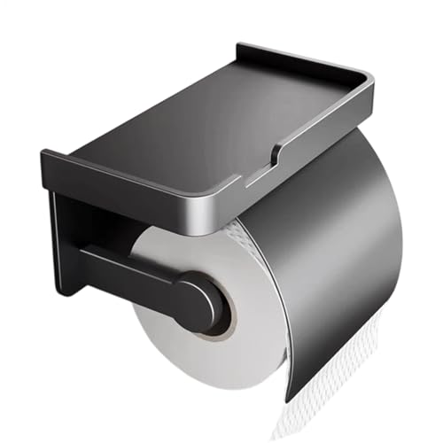 Portarrollos de papel higiénico – Soporte para pañuelos de pared de baño | Soporte para pañuelos de baño inoxidable con soporte para teléfono móvil | Dispensador de papel higiénico sin taladrar, se