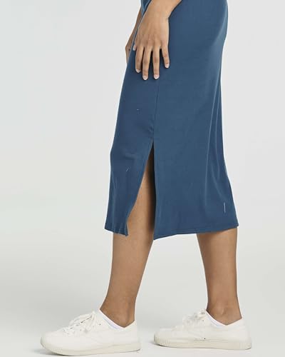 Image of Real Essentials 3 Pack: Women's Ribbed Knit Sleeveless Crew Neck Tank Casual Midi Shift Dress with Slit