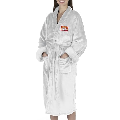 Northwest NFL Kansas City Chiefs Rollout Silk Touch Robe with Logo, Comfortable Lounge Wear for Men and Women, Small/Medium
