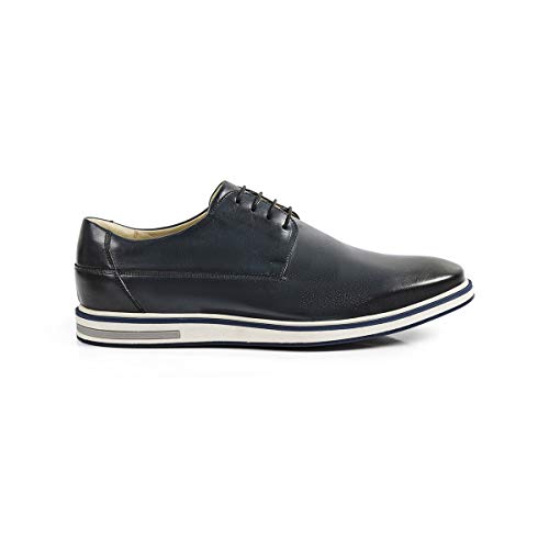 Sapato Casual Masculino Derby Couro Legítimo Kingdom Reverso - 1130 - Blue Cor:Azul;Tamanho:38