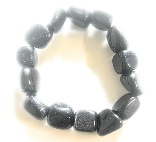 Image of Natural Black Goldstone Stretch Bracelet, Tumbled Stone Beads, Sparkly Crystal Healing Jewellery