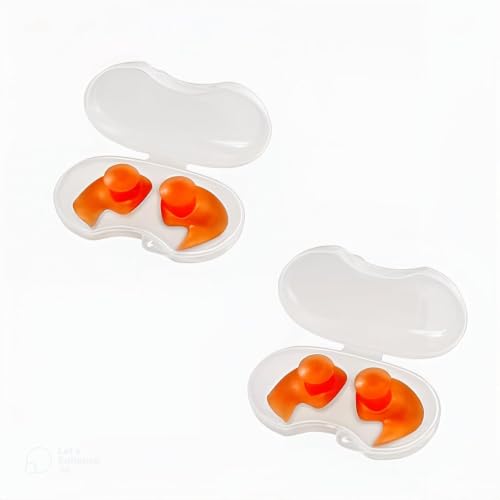 Image of Reusable Silicone Swimming Ear Plugs for Adults & Kids, Waterproof Soft Noise Reducing Swim Ear Protection for Bathing, Shower, Diving, Surfing with Storage Case