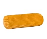 Gözze - Acogedor cojín cilíndrico con aspecto de pana, Óptimo como soporte para el cuello, 70 x 22 cm - Mostaza