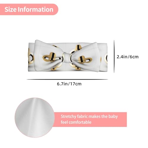 Golden pattern Picture Baby Bow Headband Stretchy and Soft for Newborns, Infants, Toddlers, and Kids Girls3