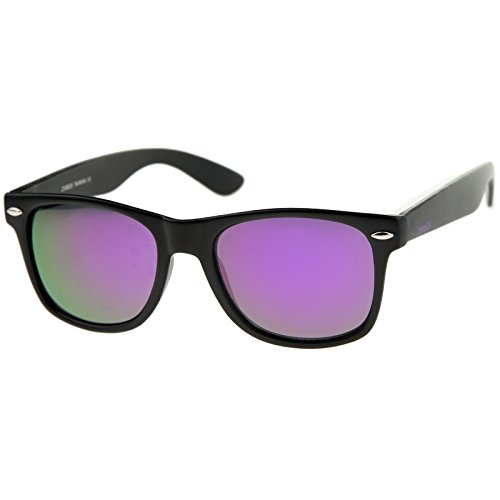 Image of zeroUV - Classic Colored Mirror Lens Square Horn Rimmed Sunglasses for Men Women