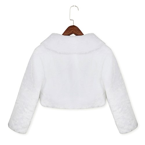 iEFiEL Girls Baptism Flower Dress Wedding Faux Fur Bolero Jacket Shrug2