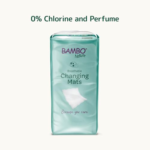 Image of Bambo Nature Baby Disposable Changing Mats, Ultra Soft For Comfort, Ultra Absorbent, Bed Wetting Leakage Protection, Skin Friendly, Dermatologically Approved, Absorbs Up to 1300ml, 60x60cm, Pack of 10