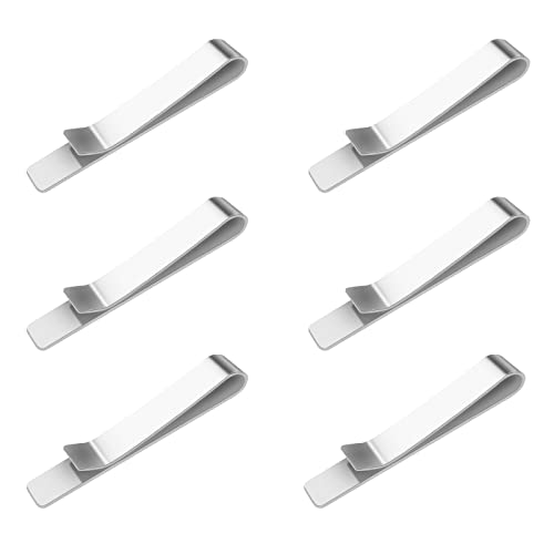 Shengxi 6 Piezas Alfiler de Corbata de Acero Inoxidable Pasador de Corbata Delgado para Hombre Plata Pisacorbatas Hombre Clásico Alfiler de Corbata Juego de Alfileres de Corbata de Boda Negocios