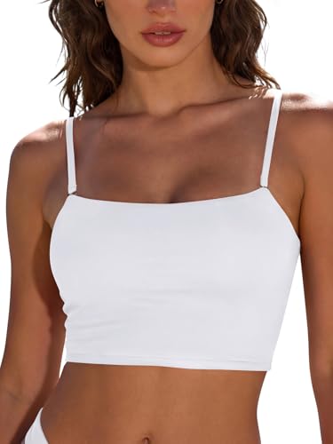 SHEKINI Elegante Top de Bikini Bandeau para Mujer con Tirantes Desmontables (Solo Top)（M，Blanco）