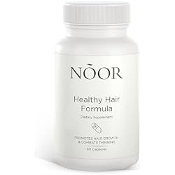 NOOR HAIR Healthy Hair Formula, Hair Growth Supplement Supporting Thick Hair and Fast Hair Regrowth. Vitamin C, B6, Zinc, Propietary Non-GMO & Gluten Free Womens Hair Loss Vitamins - 30 Day Supply