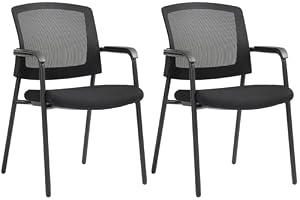 CLP Besucherstuhl 2er Set, Konferenzstuhl Volga, mit Armlehne, stapelbarer, mit Rückenlehne, Büro Stuhl für Besprechungsräume, Farbe:schwarz