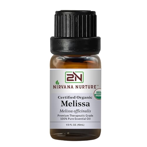 Nirvana Nurture Organic Melissa Essential Oil 100% Pure & Undiluted Premium Aromatherapy Oil for Diffuser Skin & Hair Care