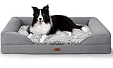 Gimars Cama Ortopédica para Perros L de 9,5 cm de Grosor para Perros Grandes– Sofá Cama de Apoyo con Espuma 28D Tipo Caja de Huevos, Funda Extraíble Lavable y Forro Impermeable, Cuadrada