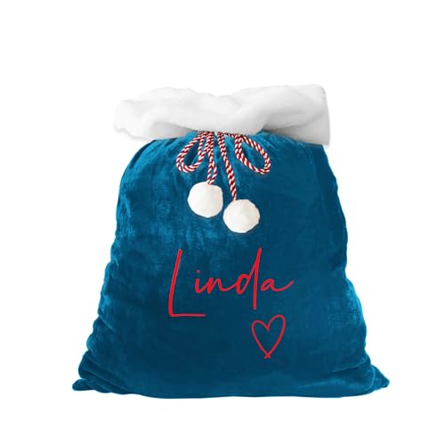 IBLUCTRY Weihnachtssack, personalisierbar, Samt, mit Kordelzug, große...