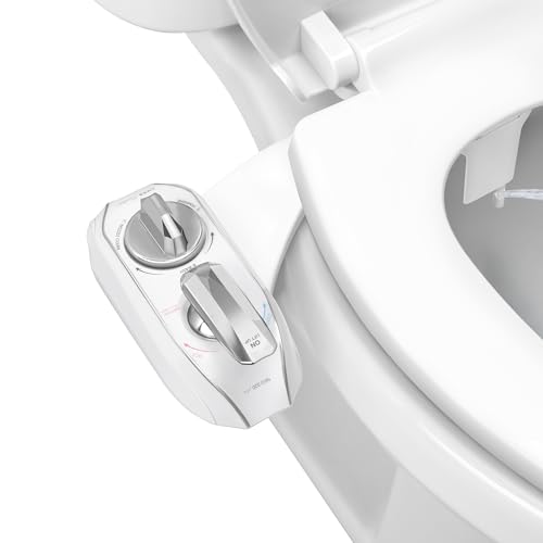 LUXE Bidet NEO 320 Plus - Warm Water, Dual Nozzle, Non-Electric Bidet Attachment for Toilet Seat, Patented Slide-In Install, 360° Self-Clean, EZ-Lift to Clean, Feminine & Rear Wash (Chrome)