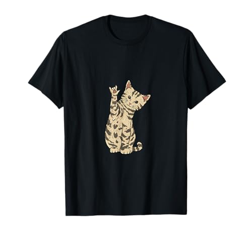 ILY Cat ASL Hand Gesture Deaf Hearing Loss Awareness T-Shirt