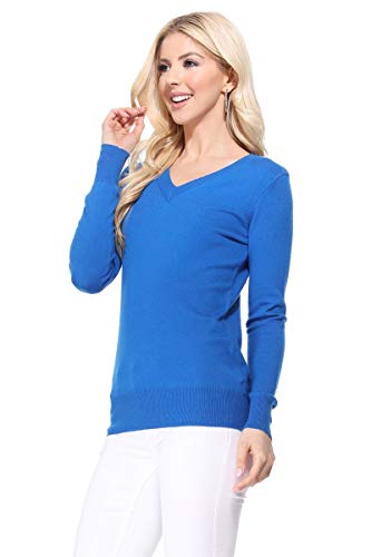 YEMAK Women's Knit Sweater Pullover – Long Sleeve V-Neck Basic Classic Casual Knitted Soft Lightweight T-Shirt Top2