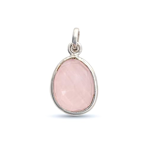 Pendentif en quartz rose facetté et argent 925 sterling pour femme