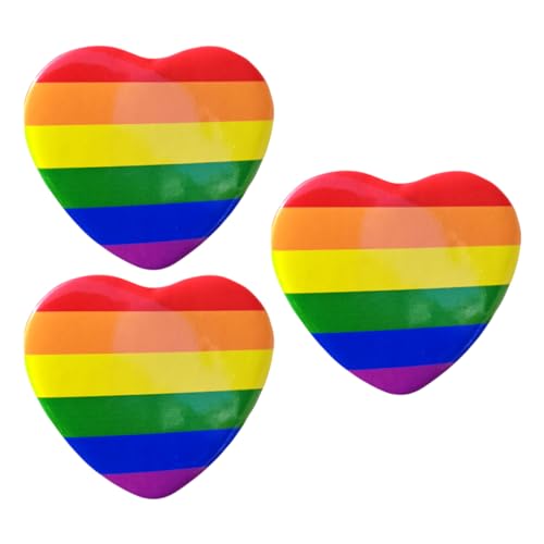 GALPADA 3 Piezas broche gay broches de arco iris de corazón broche de ramillete para lgtbi accesorios Accesorio LGBT pasador de arco iris de corazón broches de corazón hojalata Colorful