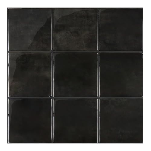 COMSTICKC Plus épais Credence Adhésif pour Cuisine Salle de Bain, 10 Pièces, Noir Carrelage Adhesif Mural, Carrelage Autocollant Métro, imperméable,...