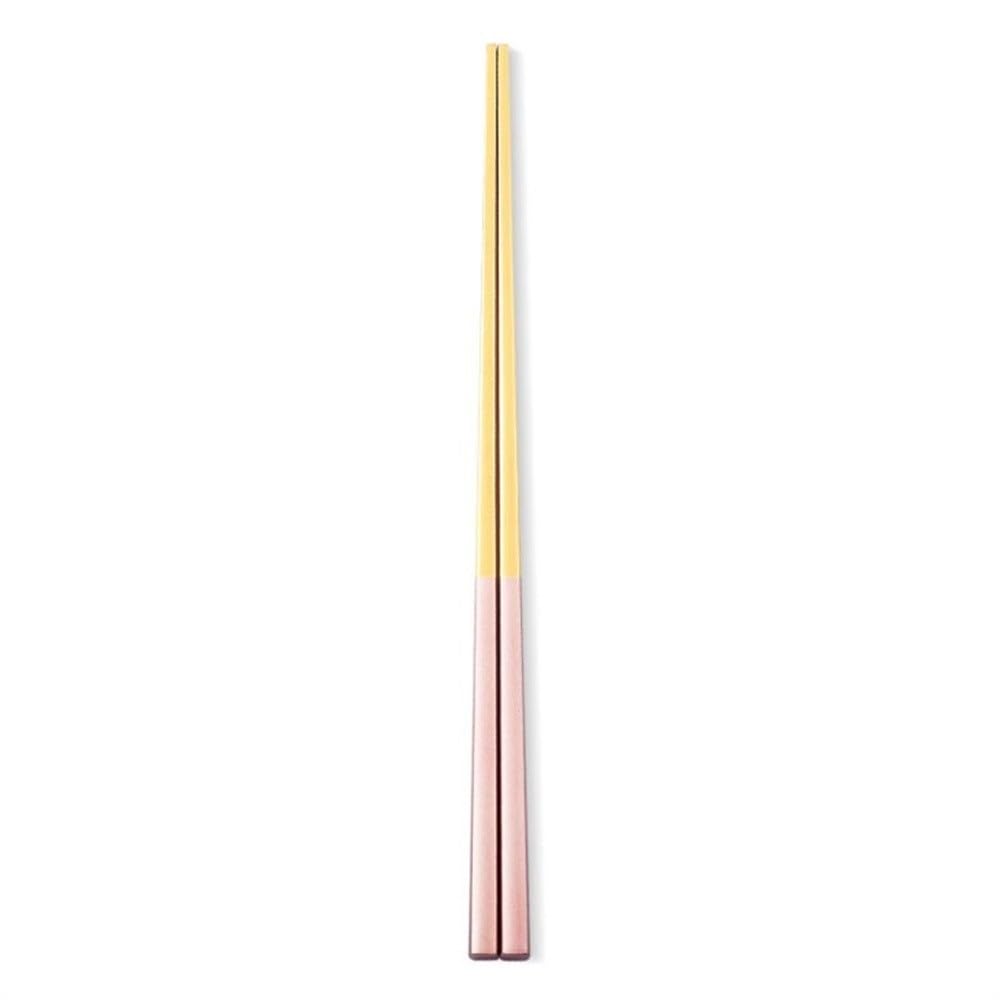 Baguettes en acier inoxydable rose anti-glisse pour manger facile