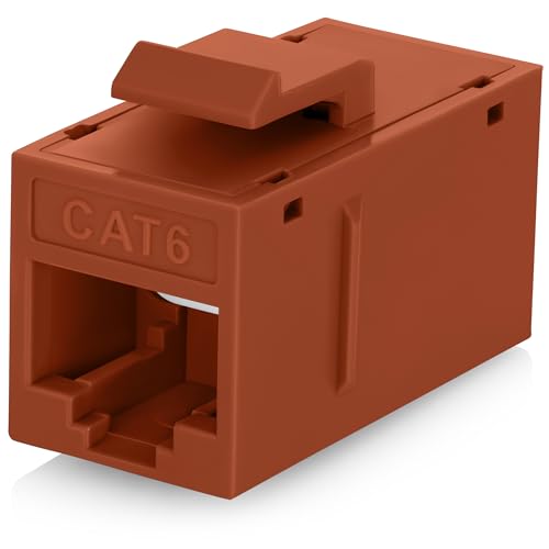 Everest Cat6 RJ45 Keystone Coupler (24-Pack) in Orange – RJ45 Coupler – Cat 6 Couplers – Female to Female Cat6 Keystone Jacks – Ethernet Couplers – Ethernet Cable Extender