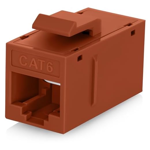 Everest Cat6 RJ45 Keystone Coupler (24-Pack) in Orange - RJ45 Coupler - Cat 6 Couplers - Female to Female Cat6 Keystone Jacks - Ethernet Couplers - Ethernet Cable Extender