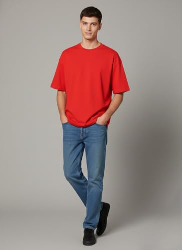 Image of Besick Oversized Plain Cotton Drop Shoulder Baggy fit Tshirt for Men