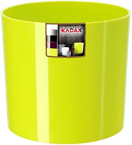 KADAX 13 Colours Plastic Flower Pot - Shiny Flower Pot - Cylindrical Shape - Herb Pot - Flower Pot - Diameter 5" - Green