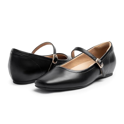 Image of Cusolemore Mary Jane Flat Shoes with Arch Support and Hidden Wedge Heel, Women Ballet Flats, Mary Jane Flats, Comfortable Dress Shoes