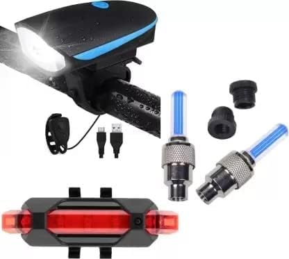 Bicycle Front Light with Horn, USB Rechargeable, 250 Lm, 140 Decibel, 3 Flash Modes, Blue and Black, ABS, 1200mA Battery-picture-13