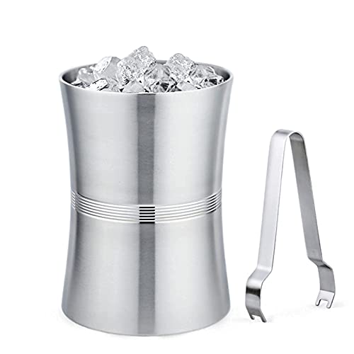 ZJFHEYUO Cubo Enfriador de Vino, Cubos de Hielo de Acero Inoxidable de Doble Pared, Incluye Pinzas para Hielo, 2 L/3 L para Mantener el Vino frío, Cubos de Hielo aislantes para ch