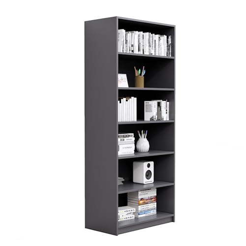 Image of Bniture 6 Tier Engineered Wood Open Book Shelf Wooden Bookshelf for Home, Kids Room & Study Room | Multipurpose Free Stand Corner Book Organizer for Library Room, Office | Slate Grey
