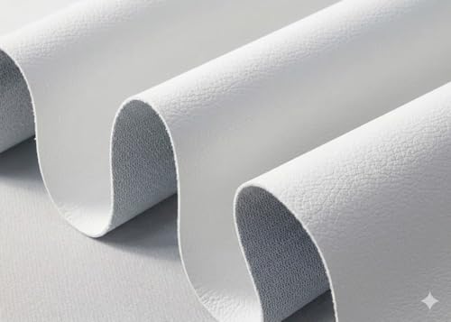 Cuero -Tela de Polipiel para Tapizar Sillas Sofás y Muebles, Cuero Sintético Suave al Tacto por Metros ancho 140 cm (BLANCO)