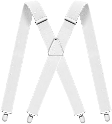 WOXVM Mens Suspenders Adjustable Braces with 4 Strong Metal Clips Elastic X Back Heavy Duty Suspender for Men and Women