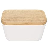 Butterdose mit Holzdeckel,225/400 Gramm Butterbox,Multifunktions-Frischkäse-Aufbewahrungsschale Behälter für Kühlschrank(400 grams)