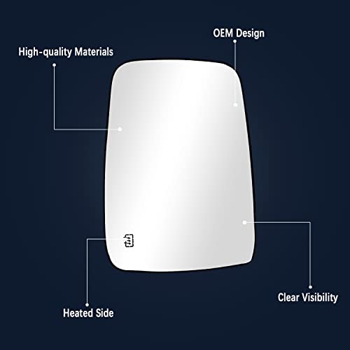 68050299AA Driver Left Side Heated Mirror Glass Compatible with 2009-2018 Dodge Ram 1500 2500 Left Heated Flat Mirror Glass with Rear Holder Replace 68079363AA