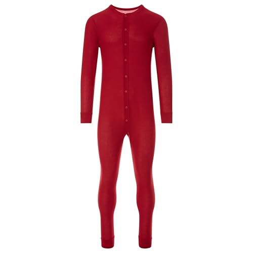 North 15 Mens Onesie Pajamas Union Suit Men Waffle Holiday Red & Green Men's Thermal Underwear Union Suits (S-5XL)4