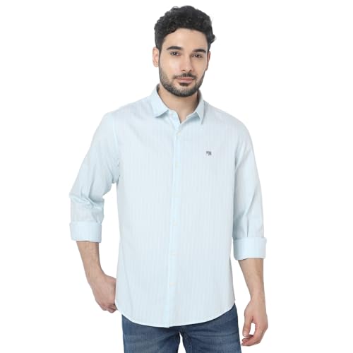Image of Spykar Men's Relaxed Fit N /A Half Sleeve Striped Casual Shirts