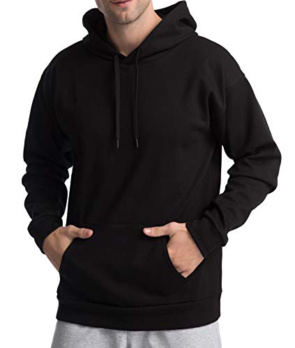 The Gym People Men's Pullover Hoodie Loose Fit Heavyweight Ultra Soft Fleece Hooded Sweatshirt With Pockets (609 Black(Fleece Lined), Large) #TOP11