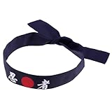 minkissy Ninja-Stirnband, japanischer Stil, Baumwoll-Stirnband, Trainings-Haarband für Sushi-Koch, für Damen und Herren, Blau