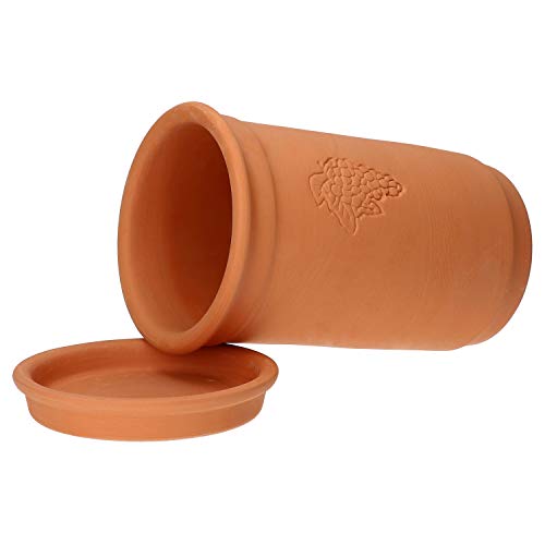 MamboCat Terracotta wijnkoeler + onderzetter, rond, ongeglazuurd, decoratieve champagnekoeler zonder ijs, voor binnen en… - Image 8