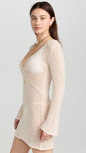 L*Space Palisades Cover-Up for Women, Knit Sweater Mini Dress Featuring Long Bell Sleeves, Deep-V and Neckline Twist4
