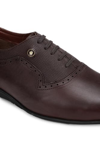Image of Louis Philippe Men Premium Leather Breathable Lining Material Anti Slip Flat Heel TPR Sole Formal Oxford Shoes
