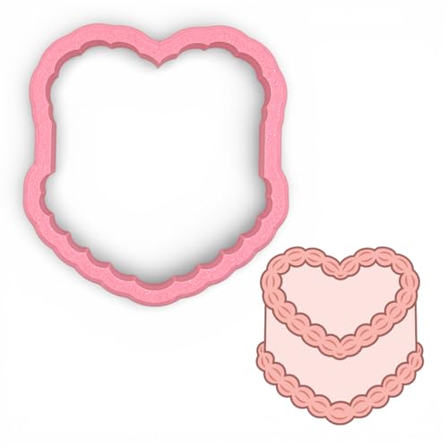 Vintage Heart Cake Cookie Cutter, Lambeth Style Heart Cutter for Valentine’s Day, Bridal Shower & Coquette Cookies, Made in the USA by The Sassy Sprinkle (Small - 3in)
