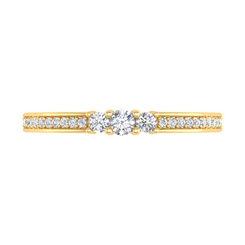 10K Solid Gold 3-Stone Diamond Engagement Ring (0.22 Carat)3