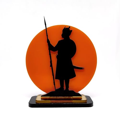 Image of Maharana Pratap Singh Acrylic Showpiece | Rajput Warrior Silhouette with Saffron Sun Background | Car, Home, Office & Gift Decoration, 4 Inch